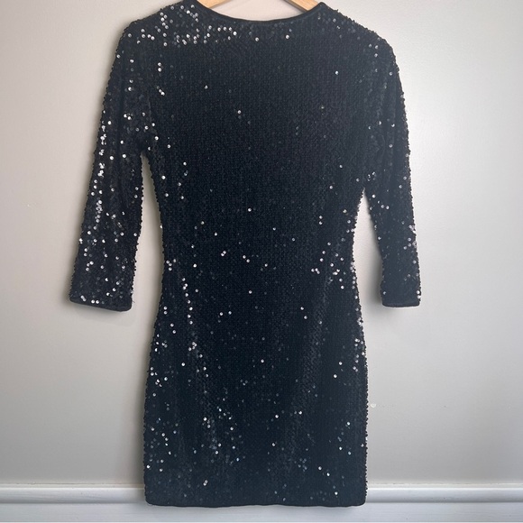 Forever 21 Black Sequin 3/4-Sleeve Sparkling Party Dress Size Small EUC - Picture 3 of 5